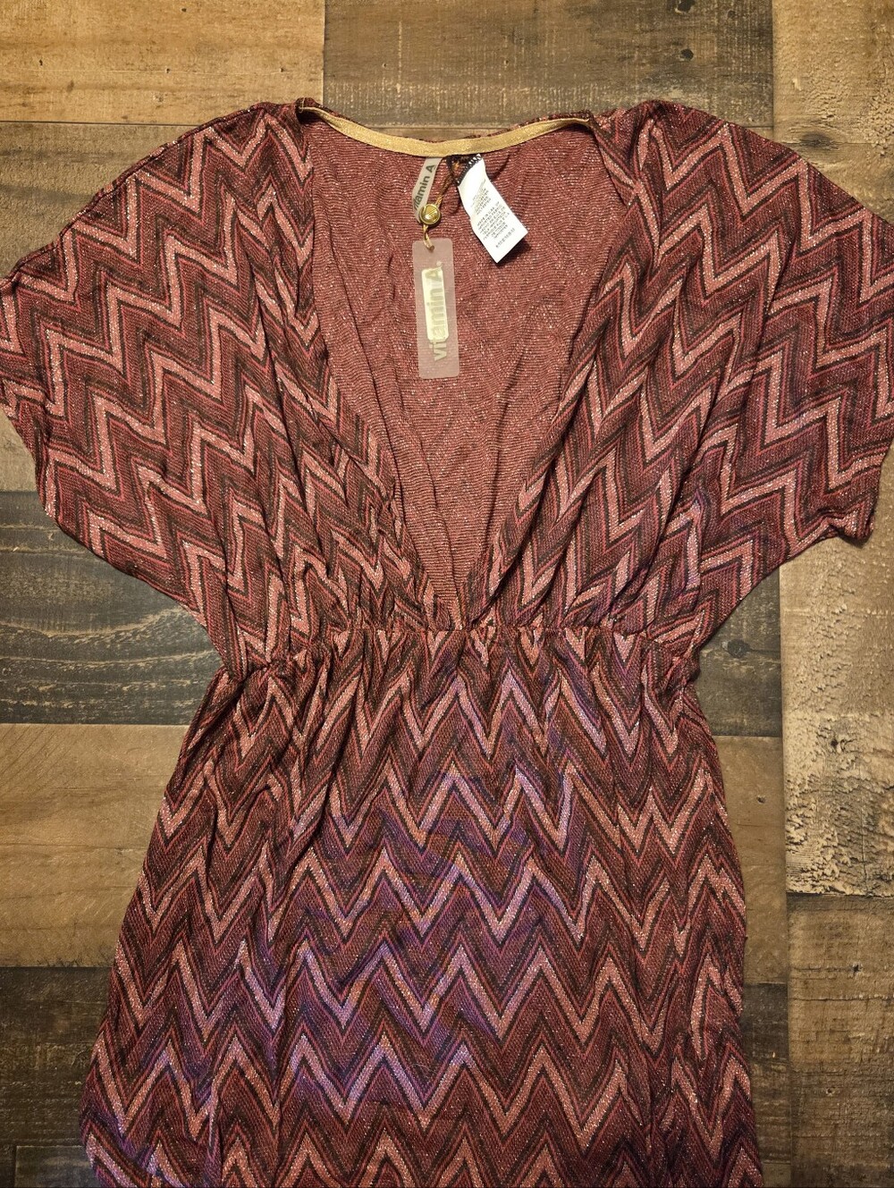 New VITAMIN A Chevron Zig Zag Swimsuit Coverup M 8 NWT - Picture 3 of 6